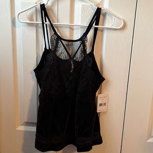 Free People, Black, Tank Top, Velvet and Lace, Never worn with tags still on.